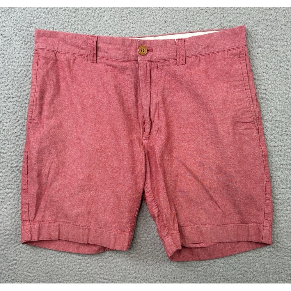 J.Crew Gramercy Shorts Mens 32 Red Chambray 8" Inseam Cotton